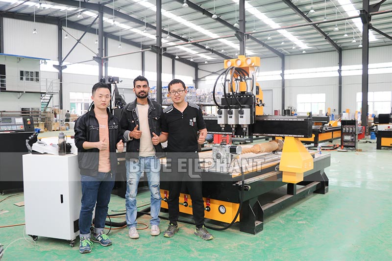 Nepalese customer’s samples—1325 Pneumatic System 3 Spindles CNC Router with Rotary Device 5