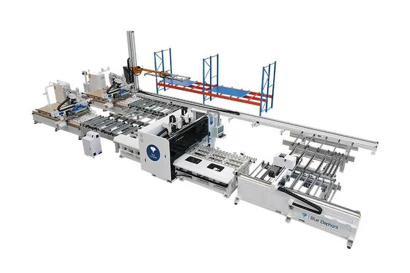 Professionelle CNC-Produktionslinie für Etikettierung, Bohren und Schneiden mit intelligentem Materialsilo 1